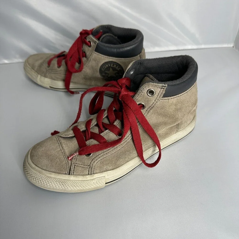 Converse All Star High Top Shoes Brown Sued Leather Mens Size 4
